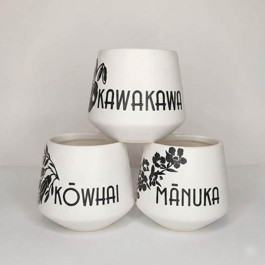 Ngā Ipu Tipu – Kawakawa, Kōwhai & Mānuka Plant Pot Set
