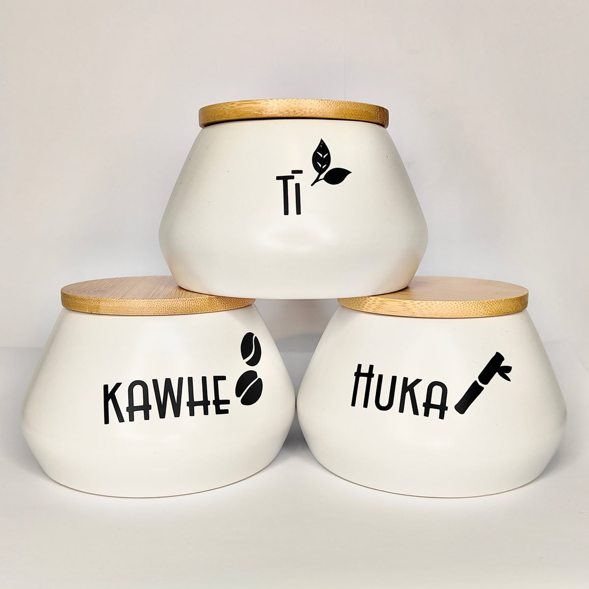 Tī, Kawhe & Huka - Set of 3 Storage Jars