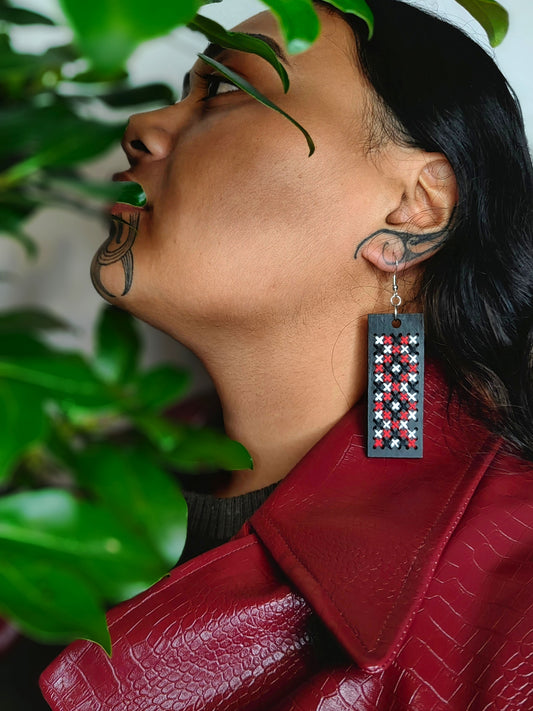 Hei Taringa - Pātiki Tukutuku Earrings
